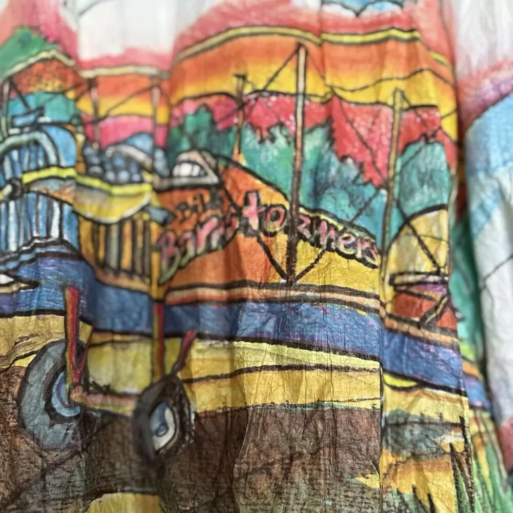 Vintage TY Breakers Tyvek Bomber Jacket Barnstormer Airplane Scenic Large